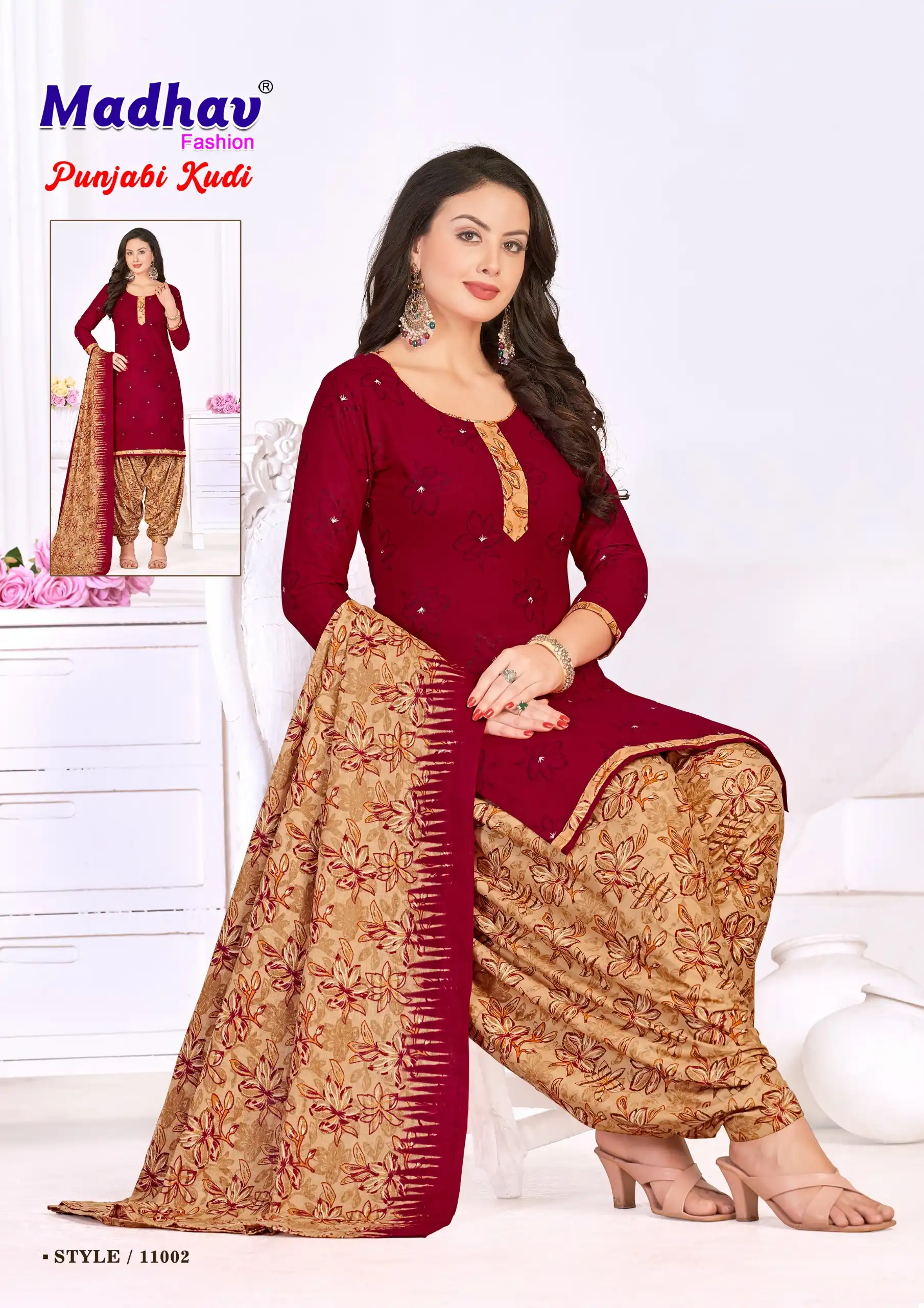 Madhav Fashion Punjabi Kudi Vol 11 Cotton Wholesale Dress Material Catalog — Wholesale Salwar Suits, MPA wholesale from Surat - Gallery Image 8