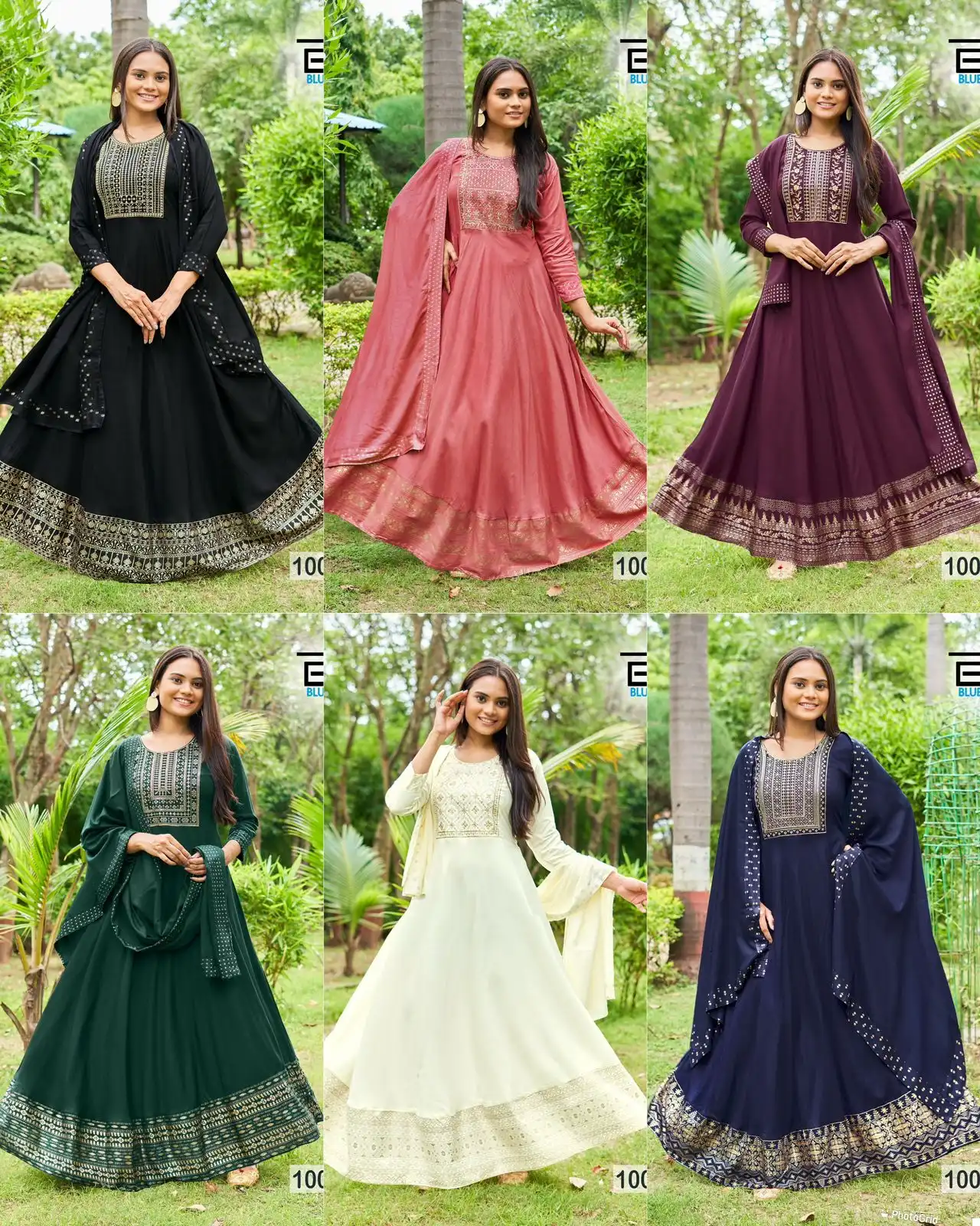 Blue Hills Queen Nx Rayon Wholesale Sequence Embroidery Work Party Wear Long Gown With Dupatta Catalog — Wholesale Kurtis, Blue Hills wholesale from Surat - Gallery Image 7
