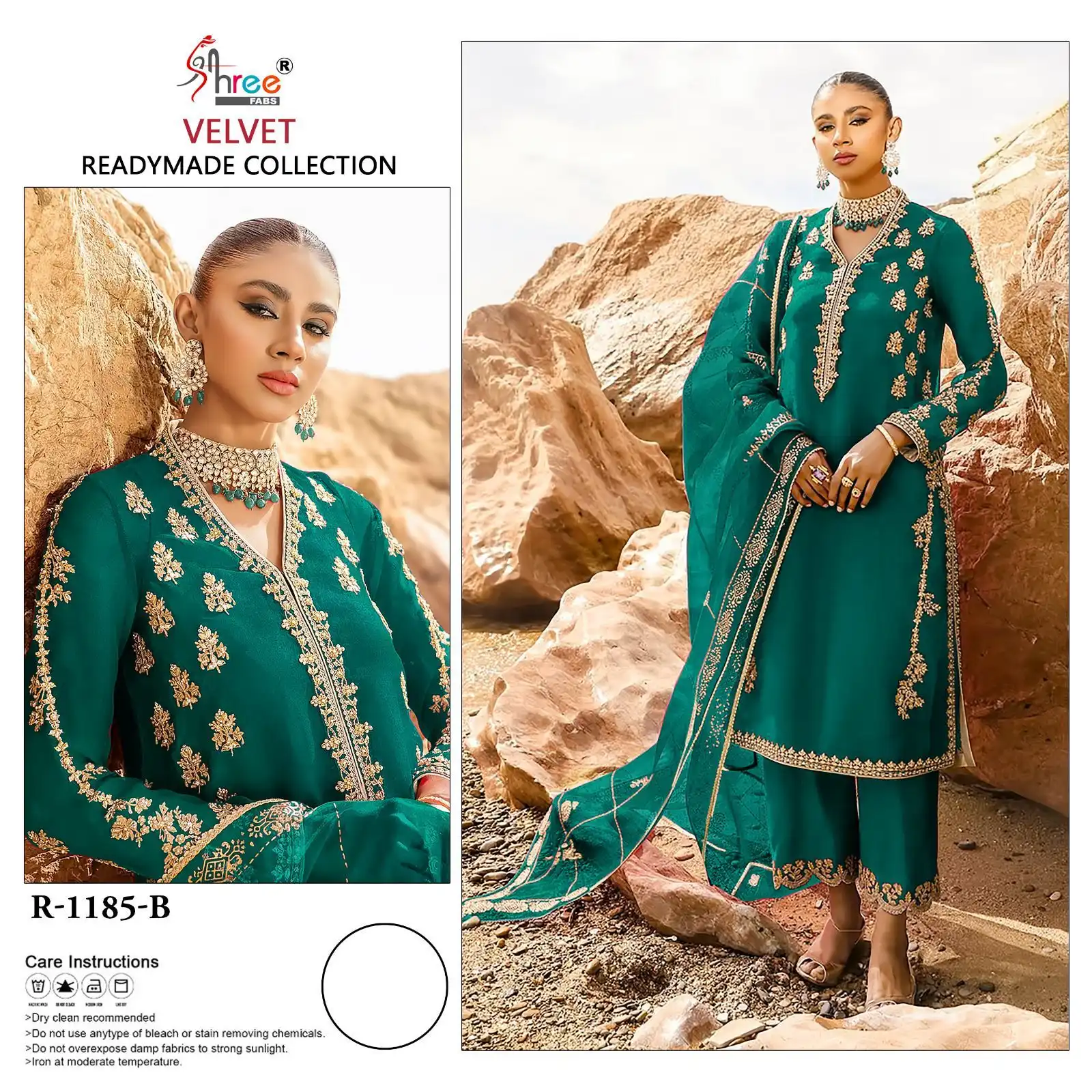 Shree Fabs R 1185 9000 Velvet Wholesale Designer Readymade Pakistani Winter Salwar Suit Catalog — Wholesale Salwar Suits, Shree Fabs wholesale from Surat - Gallery Image 3