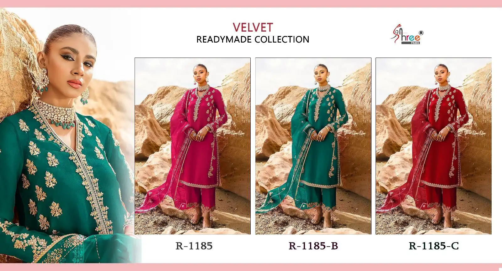 Shree Fabs R 1185 9000 Velvet Wholesale Designer Readymade Pakistani Winter Salwar Suit Catalog — Wholesale Salwar Suits, Shree Fabs wholesale from Surat — view 4