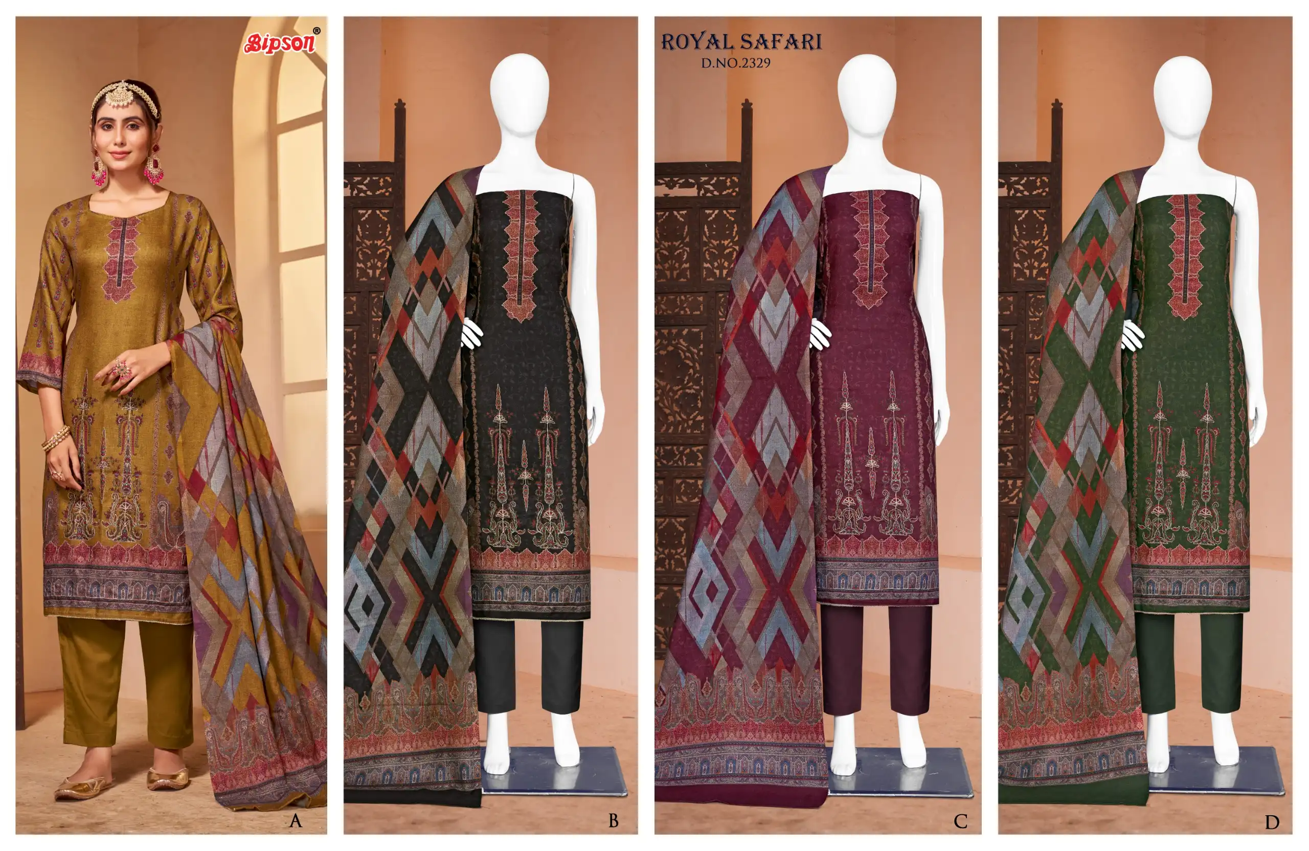 Bipson Royal Safari 2329 Pure Viscose Pashmina Wholesale Winter Wear Salwar Suit Catalog — Wholesale Salwar Suits, MPA wholesale from Surat — view 5