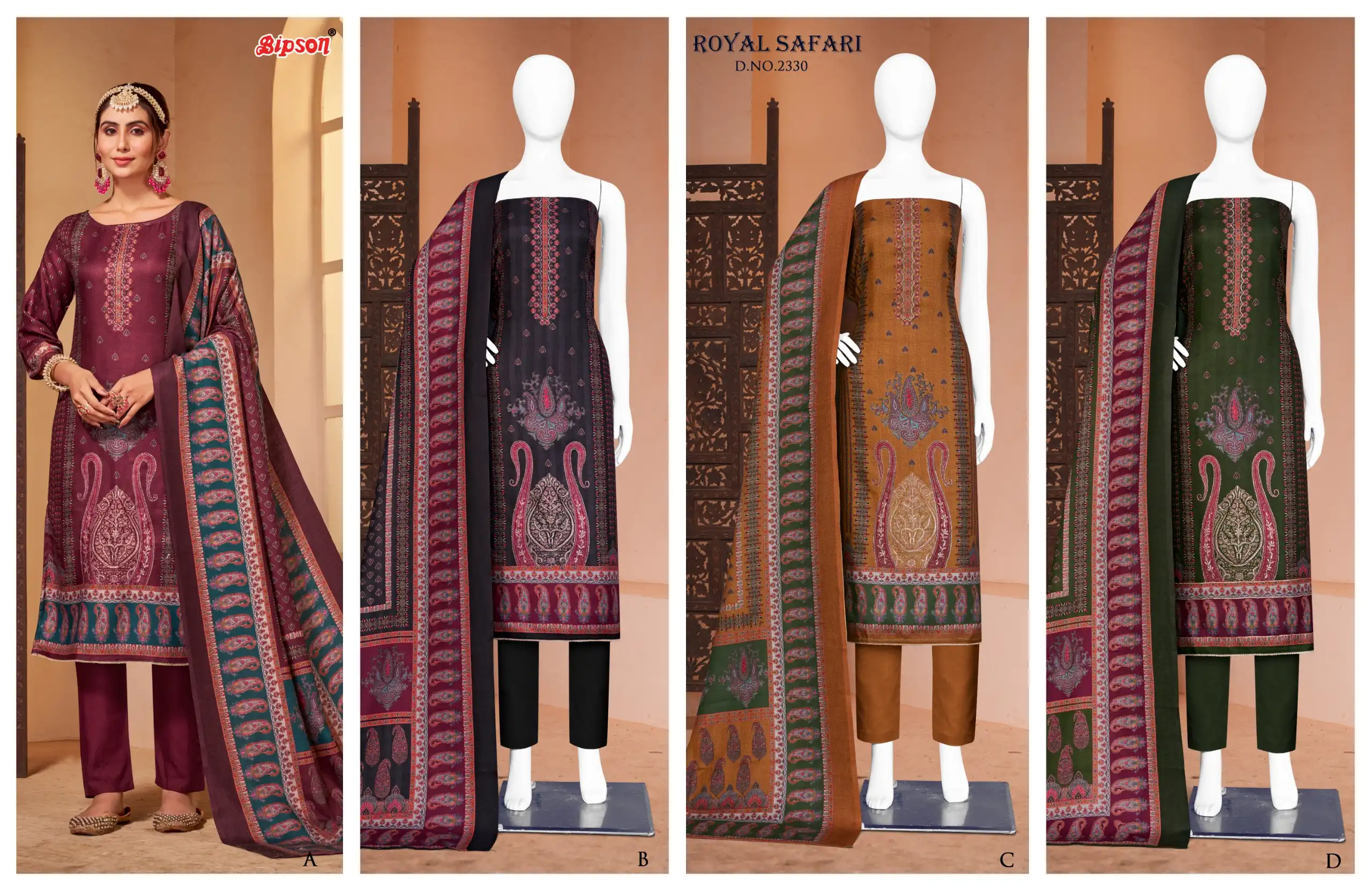 Bipson Royal Safari 2330 Pure Viscose Pashmina Wholesale Winter Wear Salwar Suit Catalog — Wholesale Salwar Suits, MPA wholesale from Surat — view 5