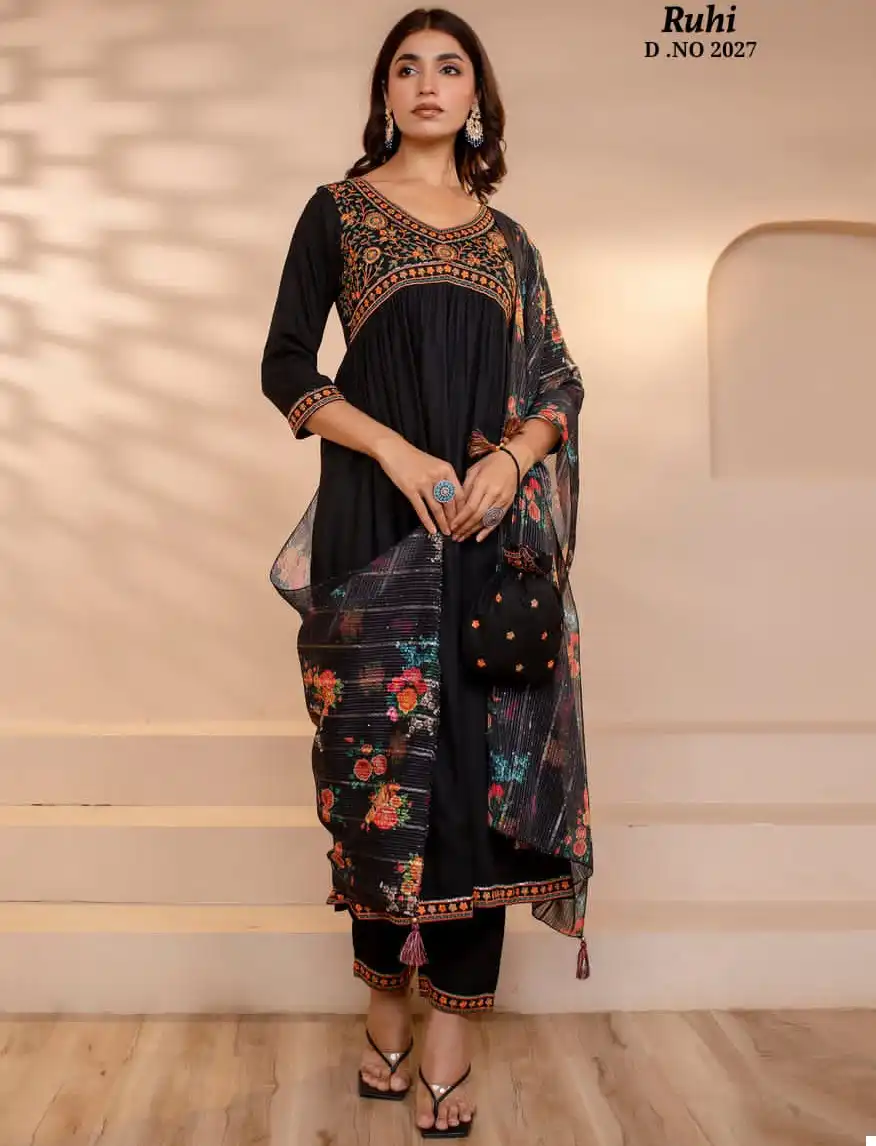 Afsana Ruhi 2027 Georgette Wholesale Readymade Salwar Suit Catalog — Wholesale Salwar Suits, MPA wholesale from Surat — view 1