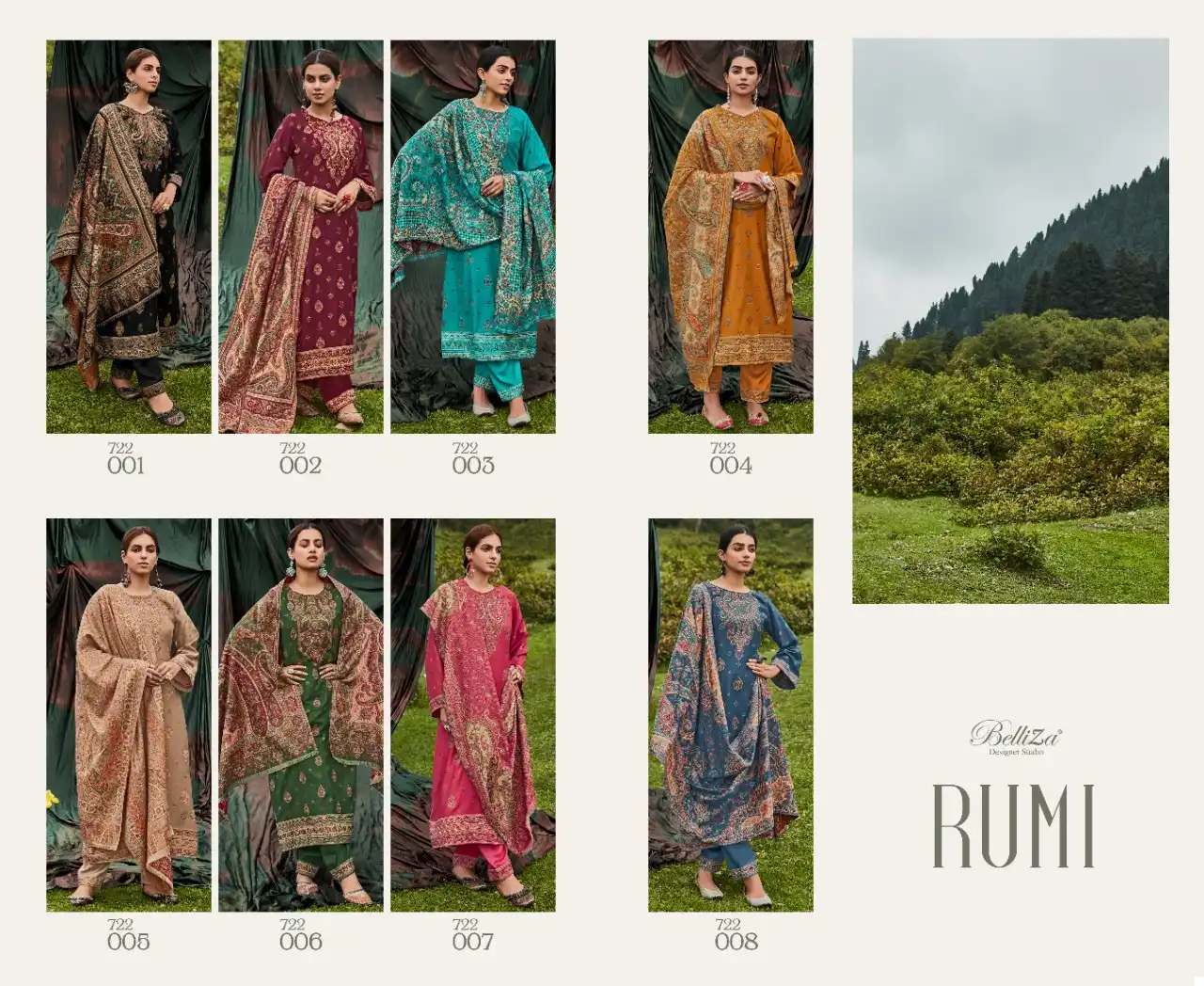 Belliza Rumi 100% Pure Original Wool Pashmina Wholesale Salwar Suit Catalog — Wholesale Salwar Suits, Belliza Designer wholesale from Surat — view 9