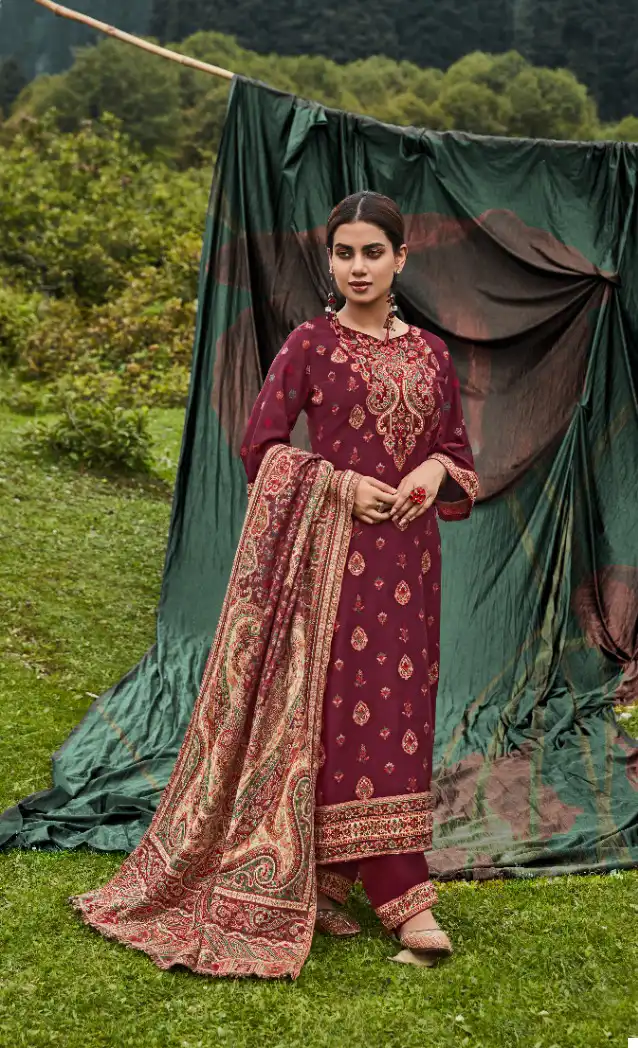 Belliza Rumi 100% Pure Original Wool Pashmina Wholesale Salwar Suit Catalog — Wholesale Salwar Suits, Belliza Designer wholesale from Surat - Gallery Image 4