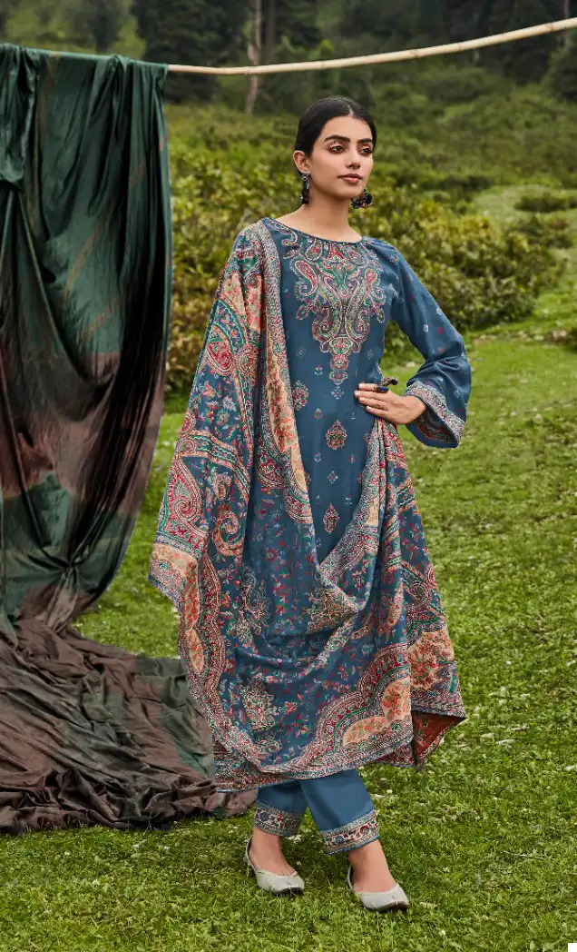 Belliza Rumi 100% Pure Original Wool Pashmina Wholesale Salwar Suit Catalog — Wholesale Salwar Suits, Belliza Designer wholesale from Surat - Gallery Image 8