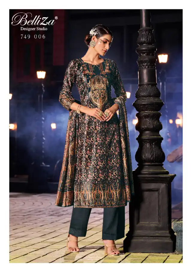 Belliza Designer Safinaaz Velvet Wholesale Designer Winter Wear Salwar Suit Catalog — Wholesale Salwar Suits, Belliza Designer wholesale from Surat - Gallery Image 3
