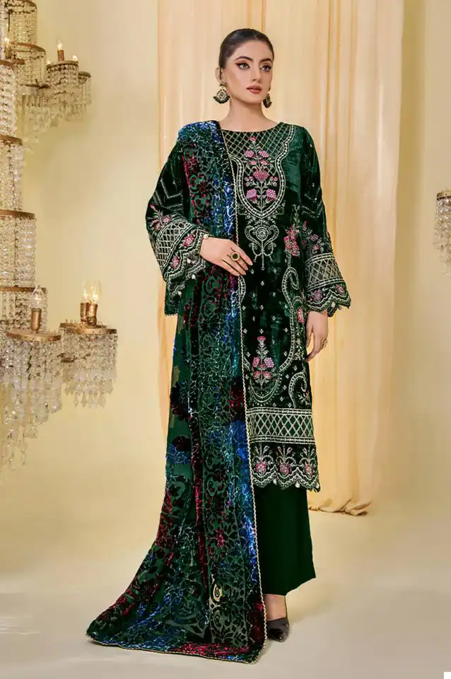 Deepsy Suits Sana Safinaz Velvet Wholesale Heavy Embroidery Designer Winter Wear Salwar Suit Catalog — Wholesale Salwar Suits, MPA wholesale from Surat - Gallery Image 2