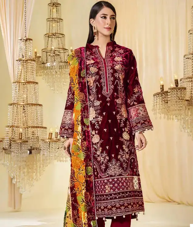 Deepsy Suits Sana Safinaz Velvet Wholesale Heavy Embroidery Designer Winter Wear Salwar Suit Catalog — Wholesale Salwar Suits, MPA wholesale from Surat — view 1