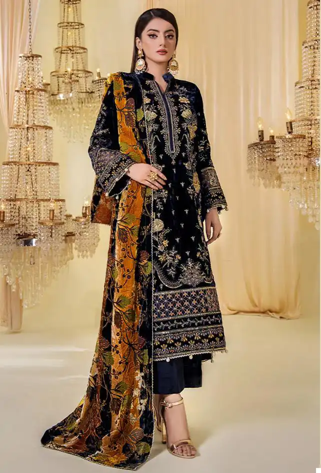 Deepsy Suits Sana Safinaz Velvet Wholesale Heavy Embroidery Designer Winter Wear Salwar Suit Catalog — Wholesale Salwar Suits, MPA wholesale from Surat - Gallery Image 5