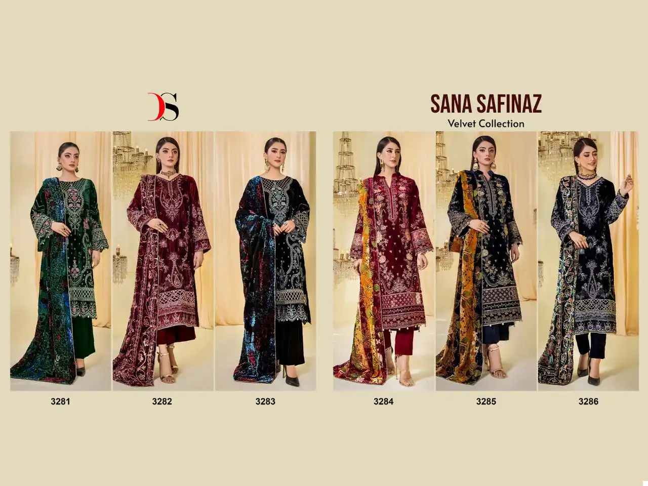 Deepsy Suits Sana Safinaz Velvet Wholesale Heavy Embroidery Designer Winter Wear Salwar Suit Catalog — Wholesale Salwar Suits, MPA wholesale from Surat — view 7