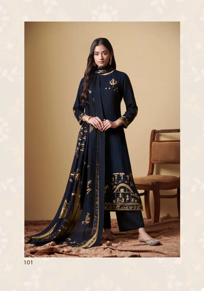 Irika Sarah Pashmina Wholesale Salwar Suit Catalog — Wholesale Salwar Suits, MPA wholesale from Surat - Gallery Image 3