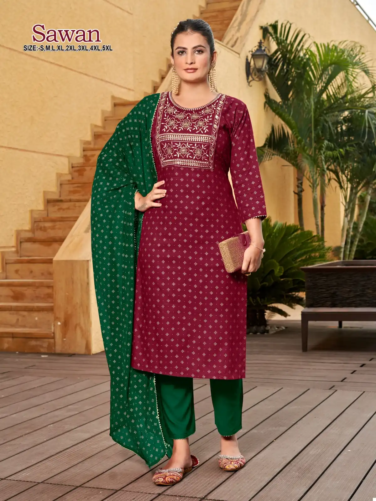 Avc Creation Sawan Rayon Wholesale Readymade Salwar Suit Catalog — Wholesale Salwar Suits, MPA wholesale from Surat - Gallery Image 4