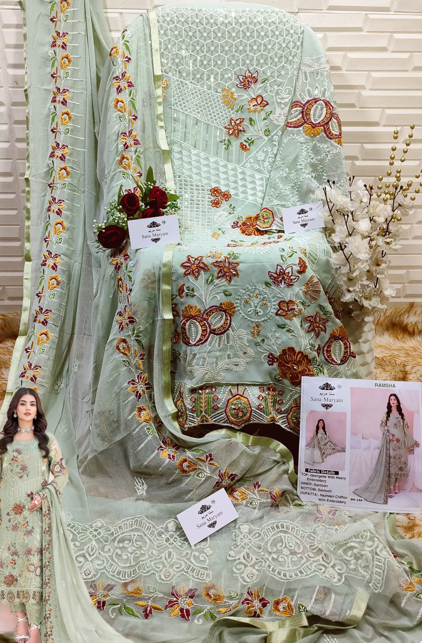 Sana Maryam Sm 164 Faux Georgette Wholesale Pakistani Salwar Suit — Wholesale Salwar Suits, MPA wholesale from Surat — view 2