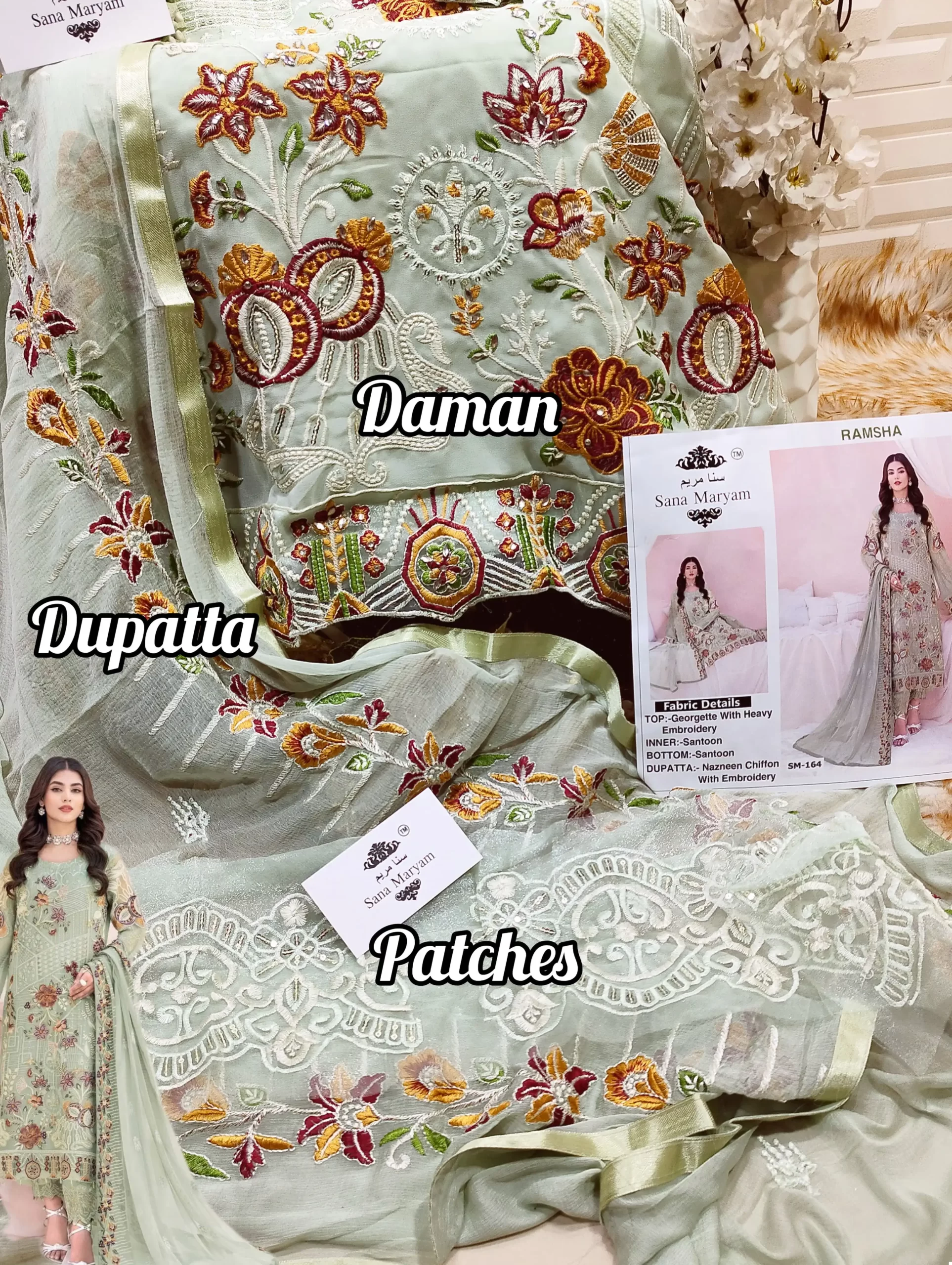 Sana Maryam Sm 164 Faux Georgette Wholesale Pakistani Salwar Suit — Wholesale Salwar Suits, MPA wholesale from Surat — view 3