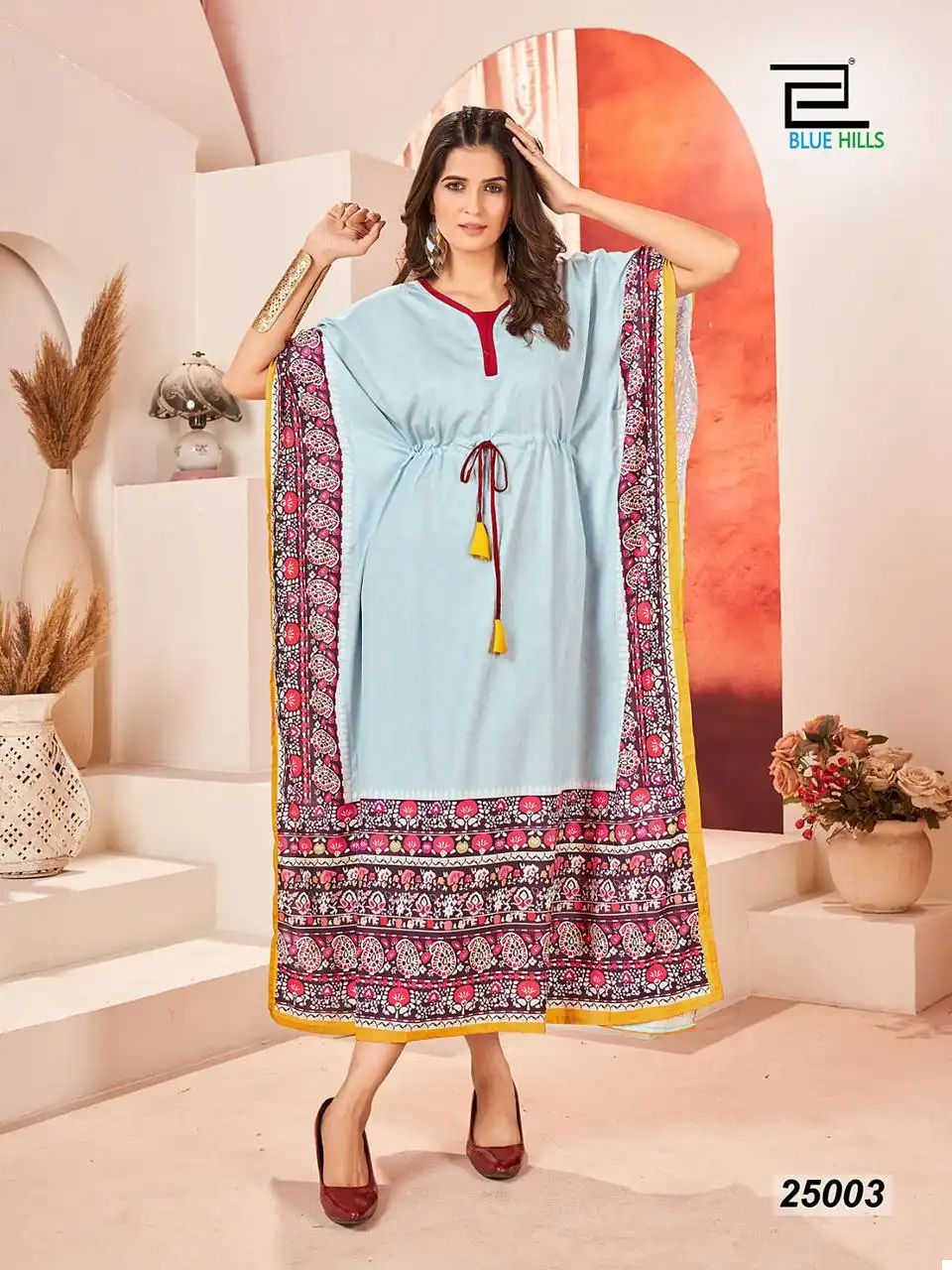 Blue Hills Stare Vol 25 Heavy Crape Print Wholesale Kaftan Kurtis Catalog — Wholesale Kurtis, Blue Hills wholesale from Surat - Gallery Image 2