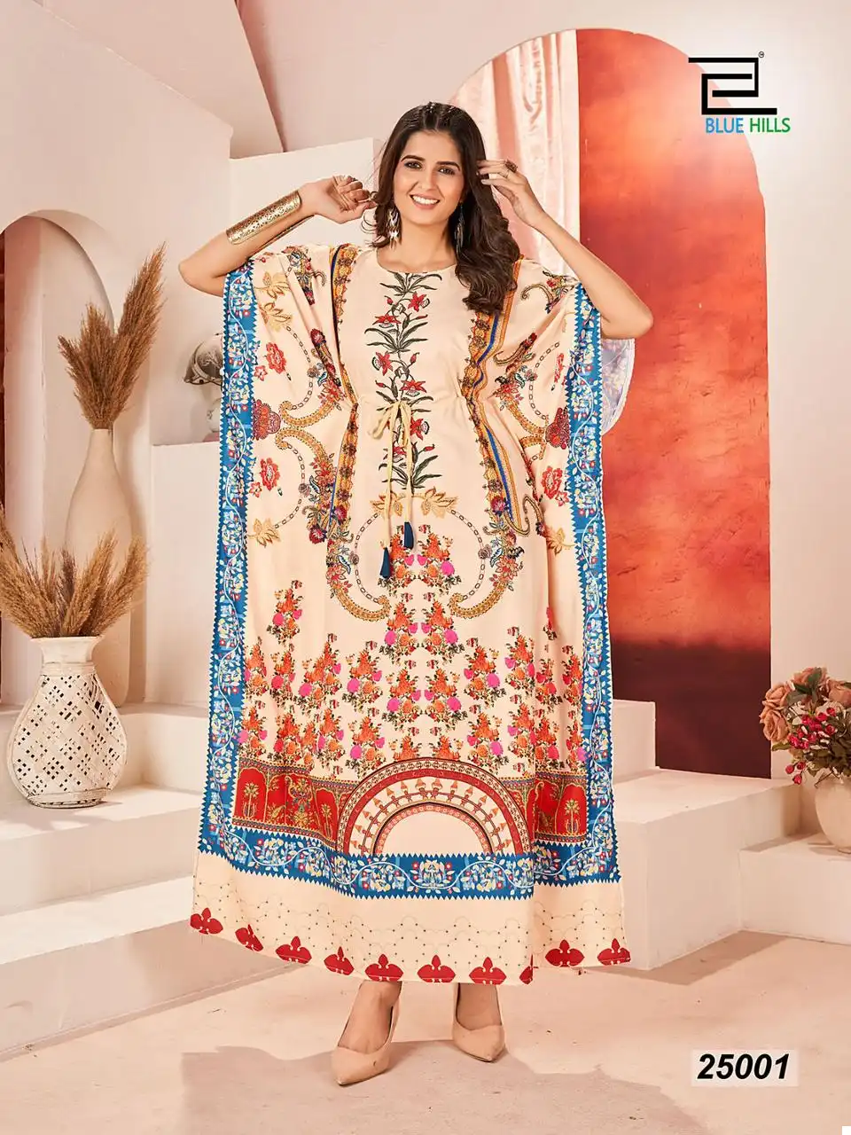 Blue Hills Stare Vol 25 Heavy Crape Print Wholesale Kaftan Kurtis Catalog — Wholesale Kurtis, Blue Hills wholesale from Surat - Gallery Image 4