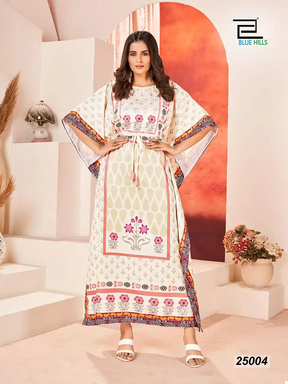 Blue Hills Stare Vol 25 Heavy Crape Print Wholesale Kaftan Kurtis Catalog — Wholesale Kurtis, Blue Hills wholesale from Surat - Gallery Image 5