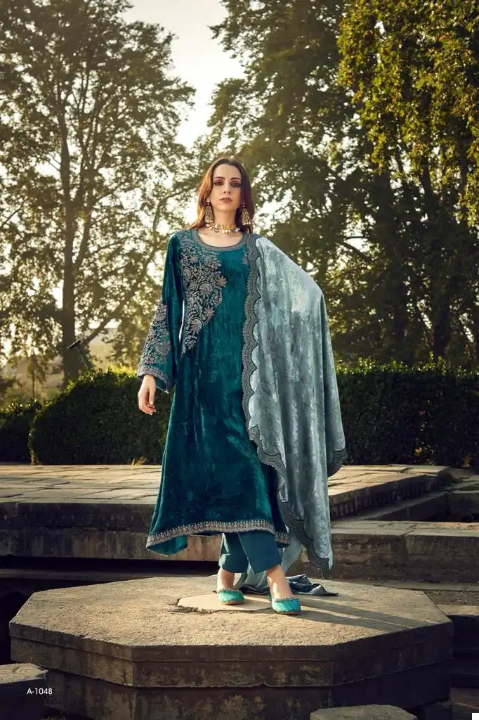 Aiqa Swag Se Swagat Pure Velvet Wholesale Designer Winter Wear Salwar Suit Catalog — Wholesale Salwar Suits, MPA wholesale from Surat - Gallery Image 3