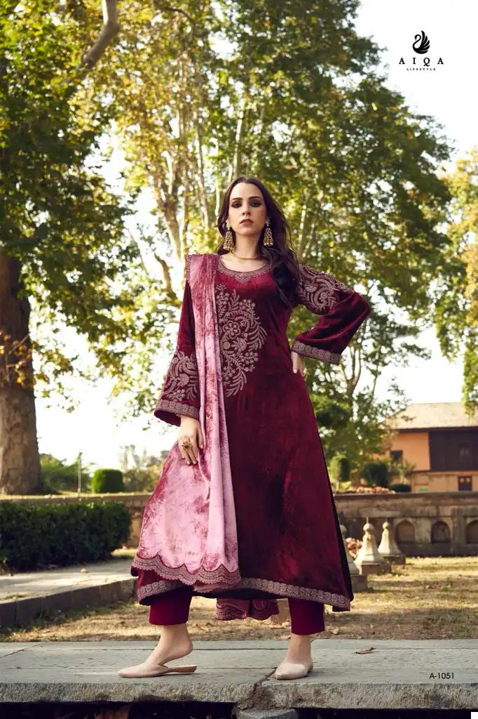Aiqa Swag Se Swagat Pure Velvet Wholesale Designer Winter Wear Salwar Suit Catalog — Wholesale Salwar Suits, MPA wholesale from Surat - Gallery Image 6