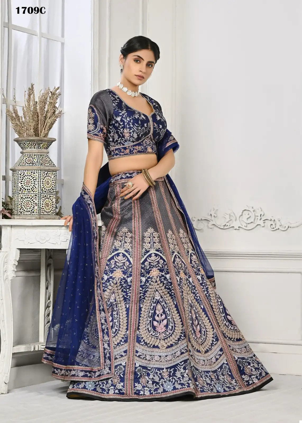 Saptrangi Swarovski’S Enchanting Pure Satin Silk Wholesale Lehenga — Wholesale Lehenga, MPA wholesale from Surat - Gallery Image 2