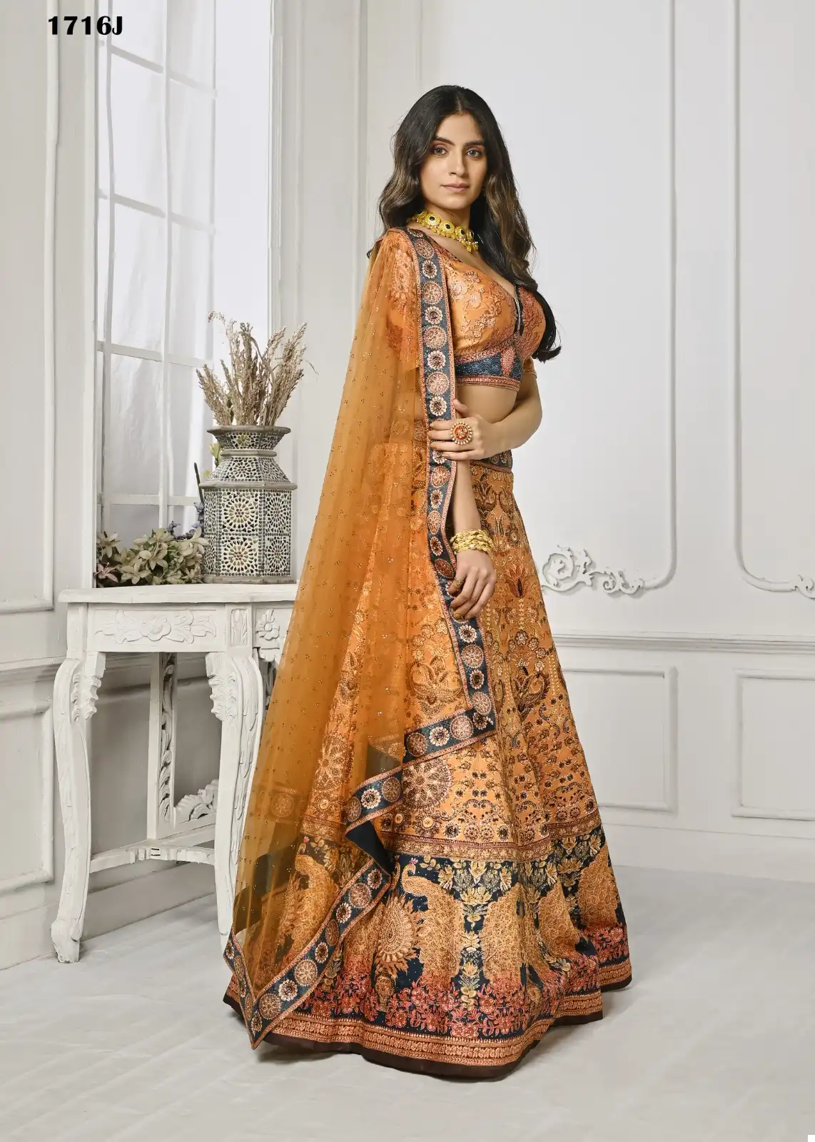 Saptrangi Swarovski’S Enchanting Pure Satin Silk Wholesale Lehenga — Wholesale Lehenga, MPA wholesale from Surat - Gallery Image 10