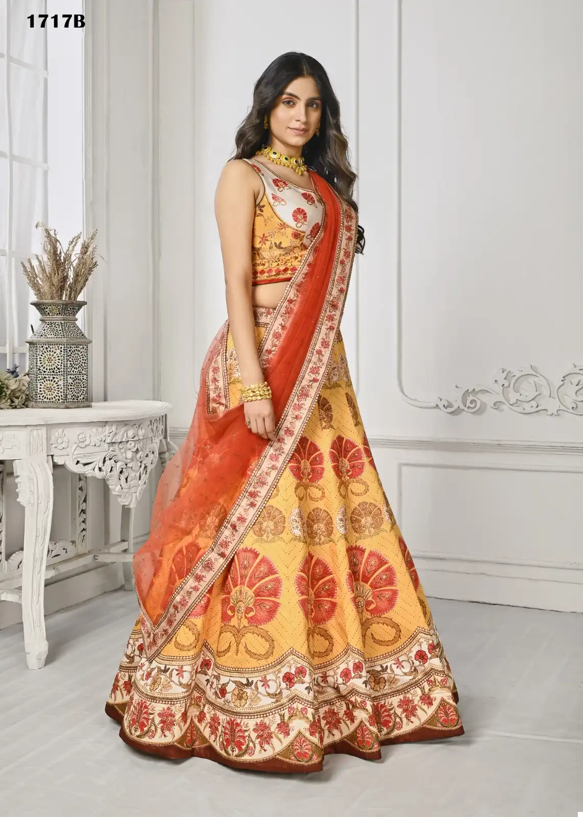Saptrangi Swarovski’S Enchanting Pure Satin Silk Wholesale Lehenga — Wholesale Lehenga, MPA wholesale from Surat - Gallery Image 11