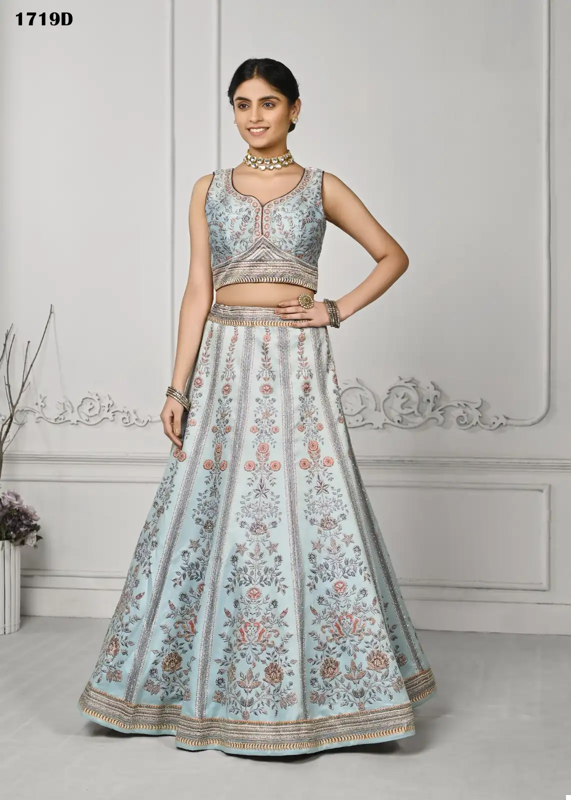 Saptrangi Swarovski’S Enchanting Pure Satin Silk Wholesale Lehenga — Wholesale Lehenga, MPA wholesale from Surat — view 12
