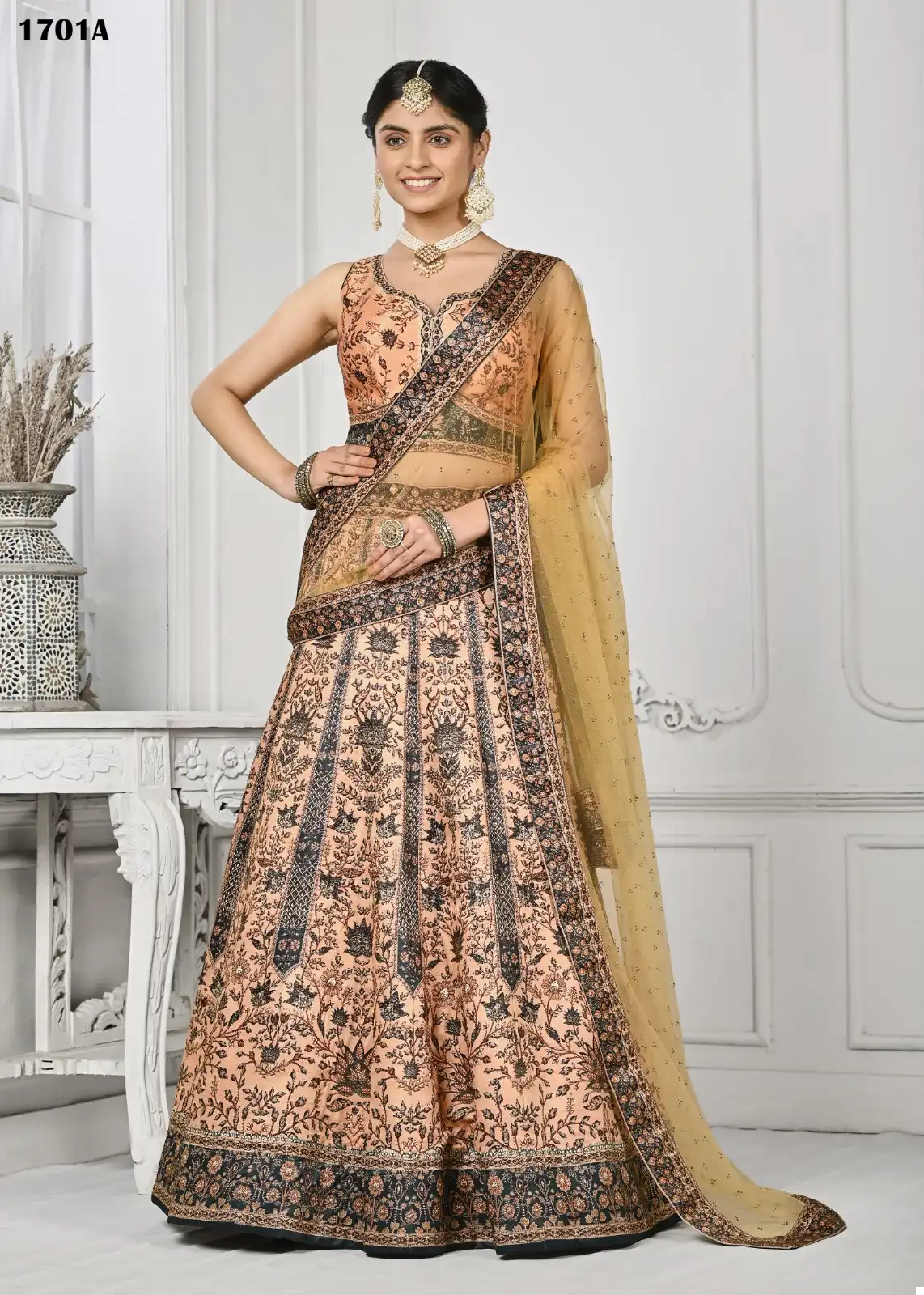 Saptrangi Swarovski’S Enchanting Pure Satin Silk Wholesale Lehenga — Wholesale Lehenga, MPA wholesale from Surat - Gallery Image 3