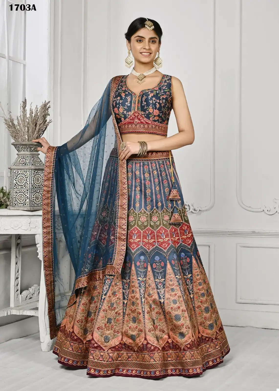 Saptrangi Swarovski’S Enchanting Pure Satin Silk Wholesale Lehenga — Wholesale Lehenga, MPA wholesale from Surat - Gallery Image 5