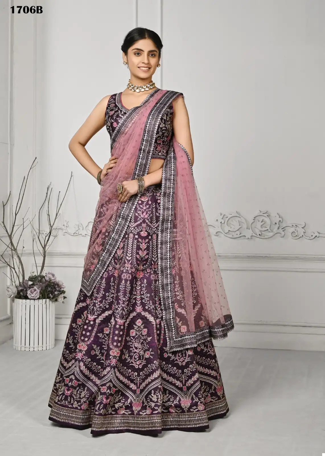 Saptrangi Swarovski’S Enchanting Pure Satin Silk Wholesale Lehenga — Wholesale Lehenga, MPA wholesale from Surat - Gallery Image 6