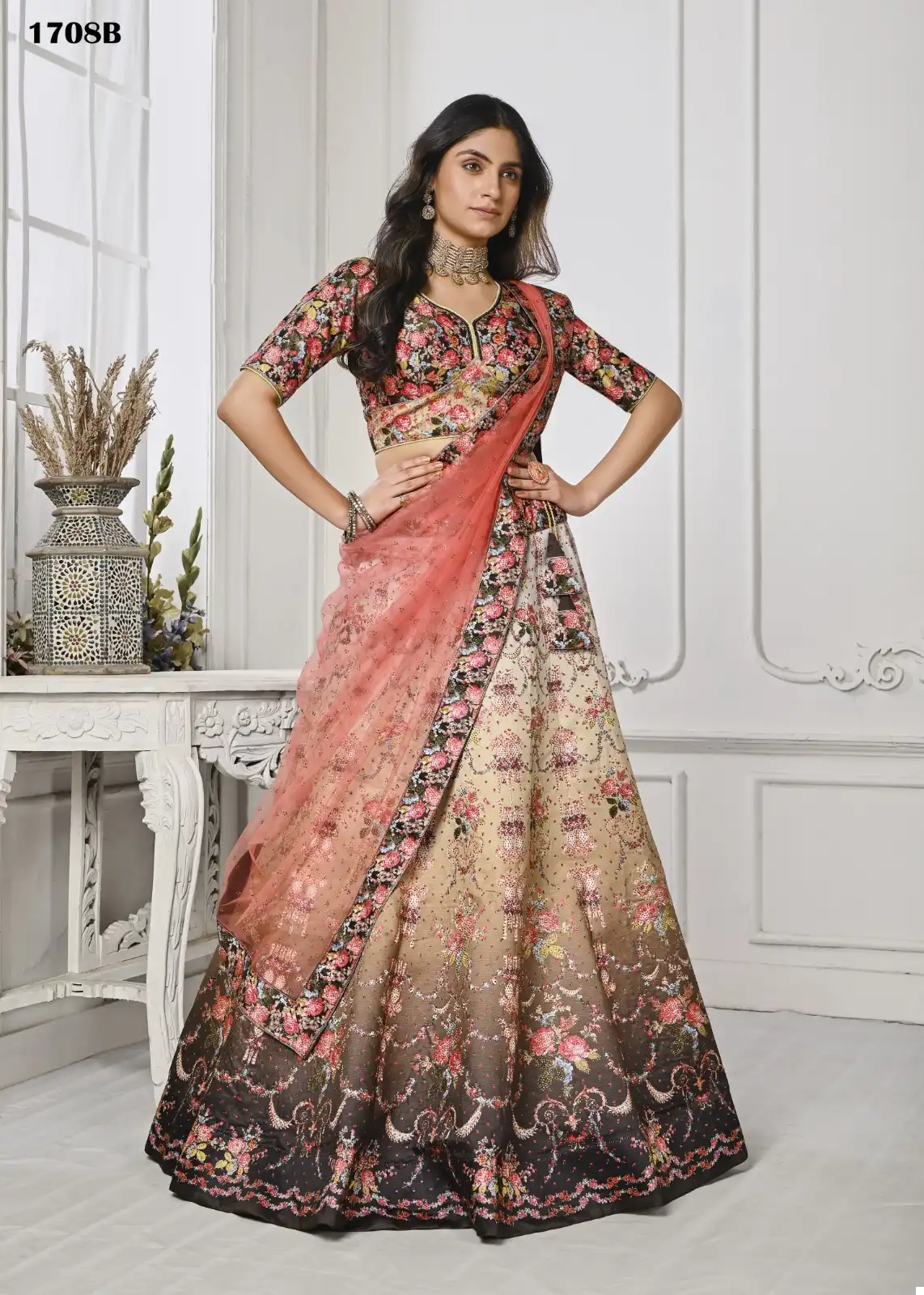 Saptrangi Swarovski’S Enchanting Pure Satin Silk Wholesale Lehenga — Wholesale Lehenga, MPA wholesale from Surat - Gallery Image 8
