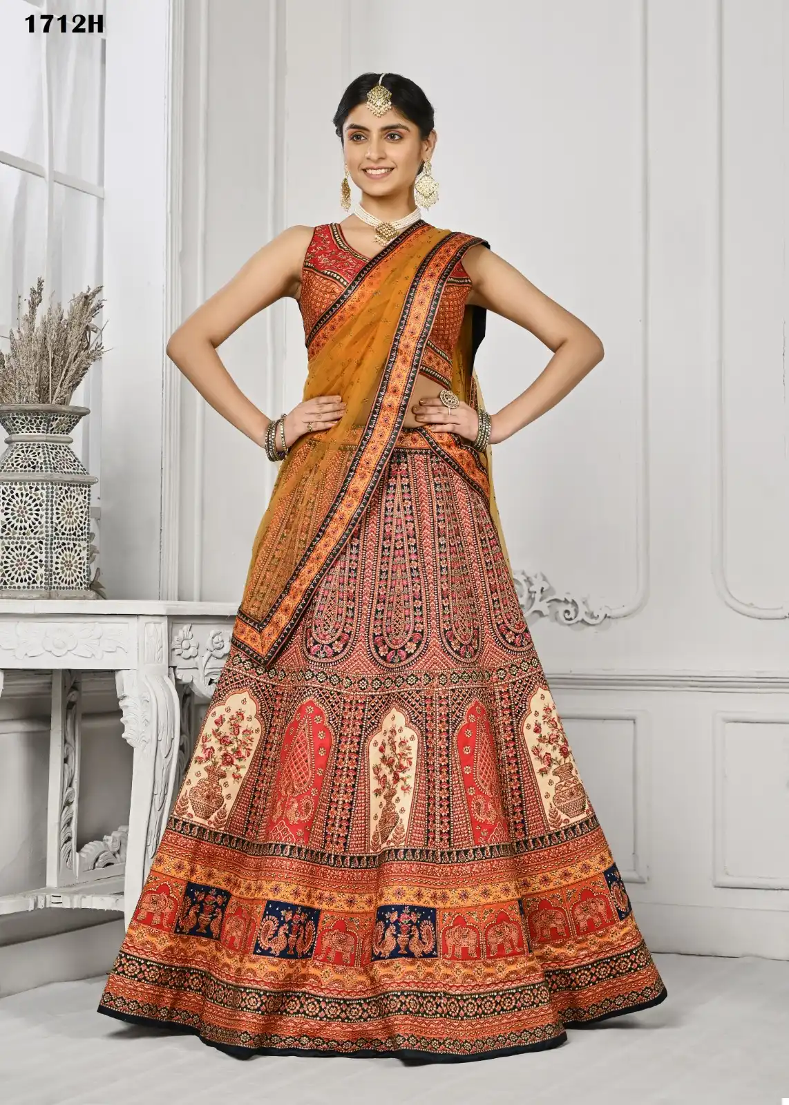 Saptrangi Swarovski’S Enchanting Pure Satin Silk Wholesale Lehenga — Wholesale Lehenga, MPA wholesale from Surat - Gallery Image 9