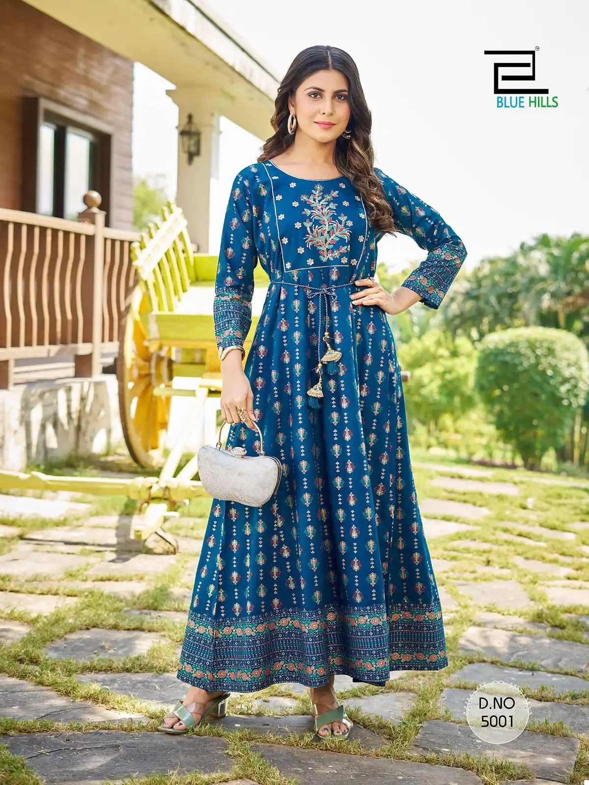 Blue Hills Sandwich Vol 5 Rayon 14Kg Wholesale Anarkali Gown Catalog — Wholesale Kurtis, Blue Hills wholesale from Surat - Gallery Image 7