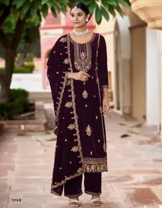 Sargam Shysha Premium 9000 Velvet Wholesale Designer Winter Wear Salwar Suit Catalog — Wholesale Dress Material, MPA wholesale from Surat — view 1