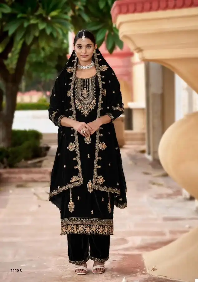 Sargam Shysha Premium 9000 Velvet Wholesale Designer Winter Wear Salwar Suit Catalog — Wholesale Dress Material, MPA wholesale from Surat - Gallery Image 4