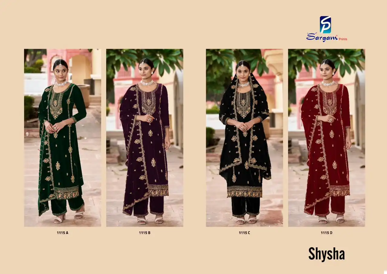 Sargam Shysha Premium 9000 Velvet Wholesale Designer Winter Wear Salwar Suit Catalog — Wholesale Dress Material, MPA wholesale from Surat — view 5