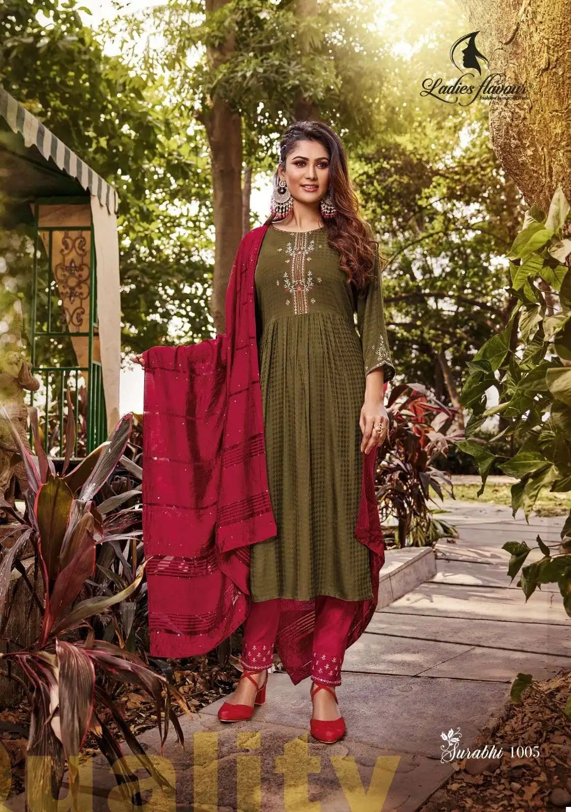 Ladies Flavour Surabhi Vol 1 Heavy Rayon Weaving Wholesale Readymade Salwar Suit Catalog — Wholesale Salwar Suits, MPA wholesale from Surat - Gallery Image 4