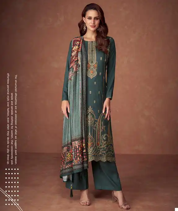 Mumtaz Arts Zeenat Vol 3 Pashmina Wholesale Heavy Embroidery Designer Winter Wear Salwar Suit Catalog — Wholesale Salwar Suits, MPA wholesale from Surat — view 1