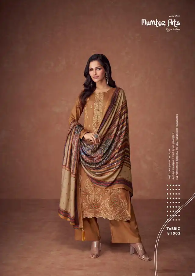 Mumtaz Arts Zeenat Vol 3 Pashmina Wholesale Heavy Embroidery Designer Winter Wear Salwar Suit Catalog — Wholesale Salwar Suits, MPA wholesale from Surat - Gallery Image 3