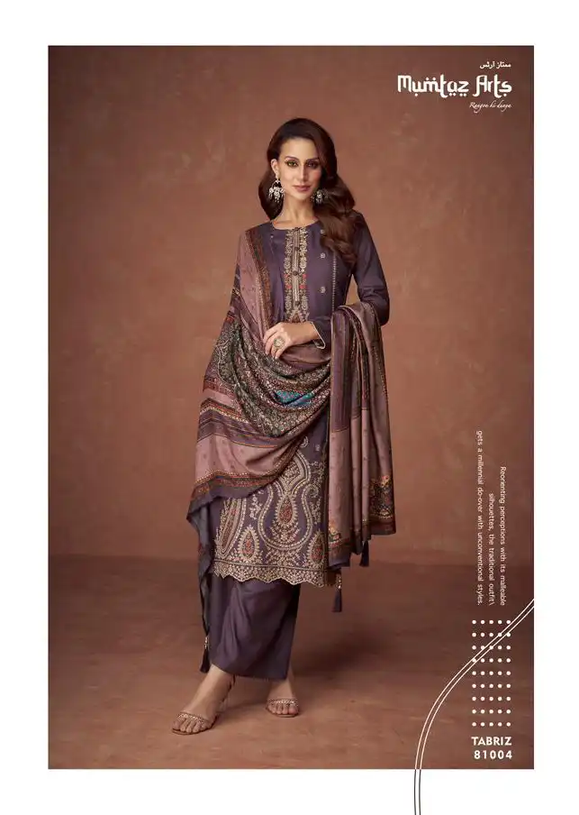 Mumtaz Arts Zeenat Vol 3 Pashmina Wholesale Heavy Embroidery Designer Winter Wear Salwar Suit Catalog — Wholesale Salwar Suits, MPA wholesale from Surat - Gallery Image 4