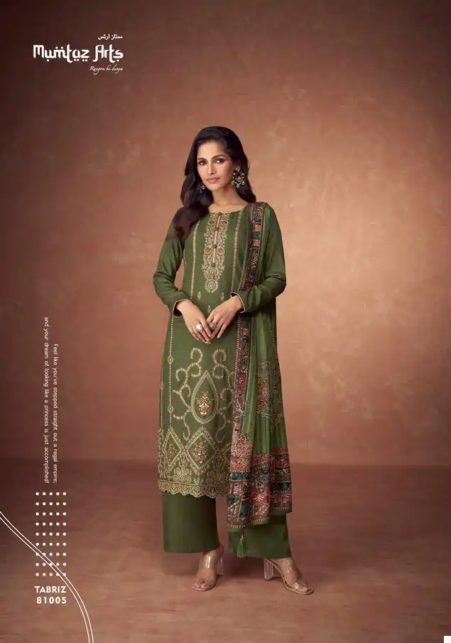 Mumtaz Arts Zeenat Vol 3 Pashmina Wholesale Heavy Embroidery Designer Winter Wear Salwar Suit Catalog — Wholesale Salwar Suits, MPA wholesale from Surat - Gallery Image 5