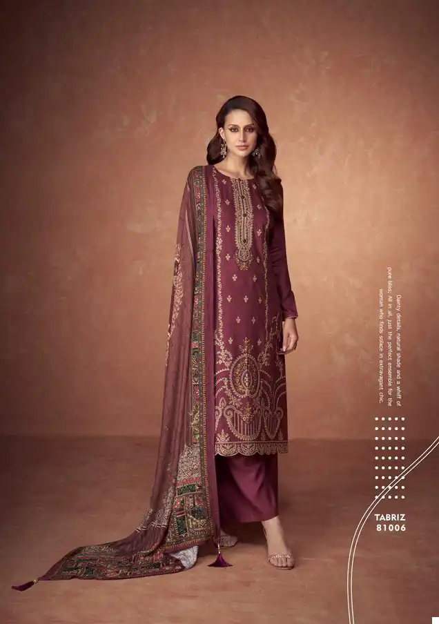 Mumtaz Arts Zeenat Vol 3 Pashmina Wholesale Heavy Embroidery Designer Winter Wear Salwar Suit Catalog — Wholesale Salwar Suits, MPA wholesale from Surat - Gallery Image 6