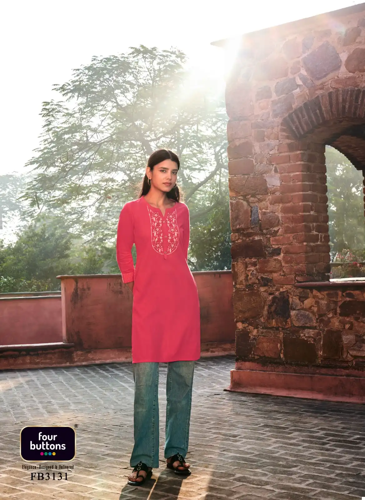 Four Buttons Tulip 3 Heavy Cotton Wholesale Kurtis Catalog — Wholesale Kurtis, MPA wholesale from Surat - Gallery Image 2