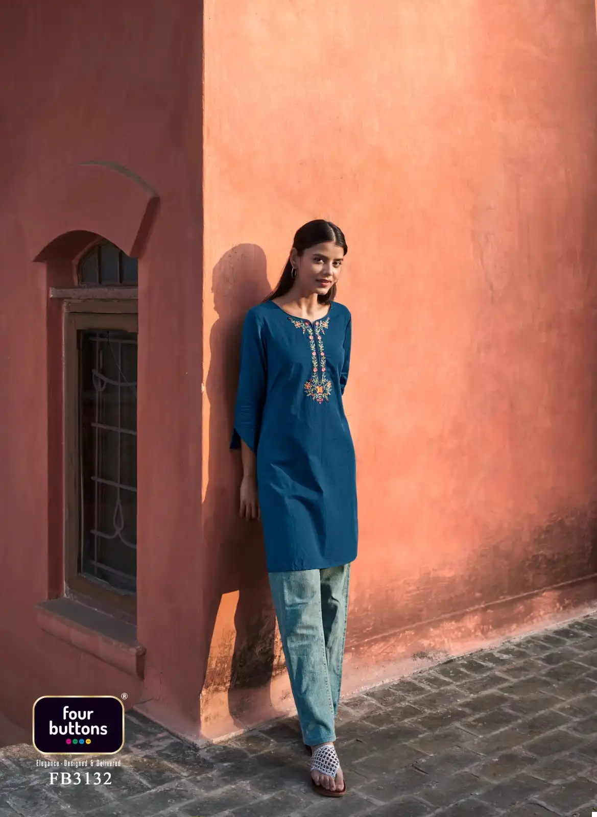 Four Buttons Tulip 3 Heavy Cotton Wholesale Kurtis Catalog — Wholesale Kurtis, MPA wholesale from Surat - Gallery Image 3