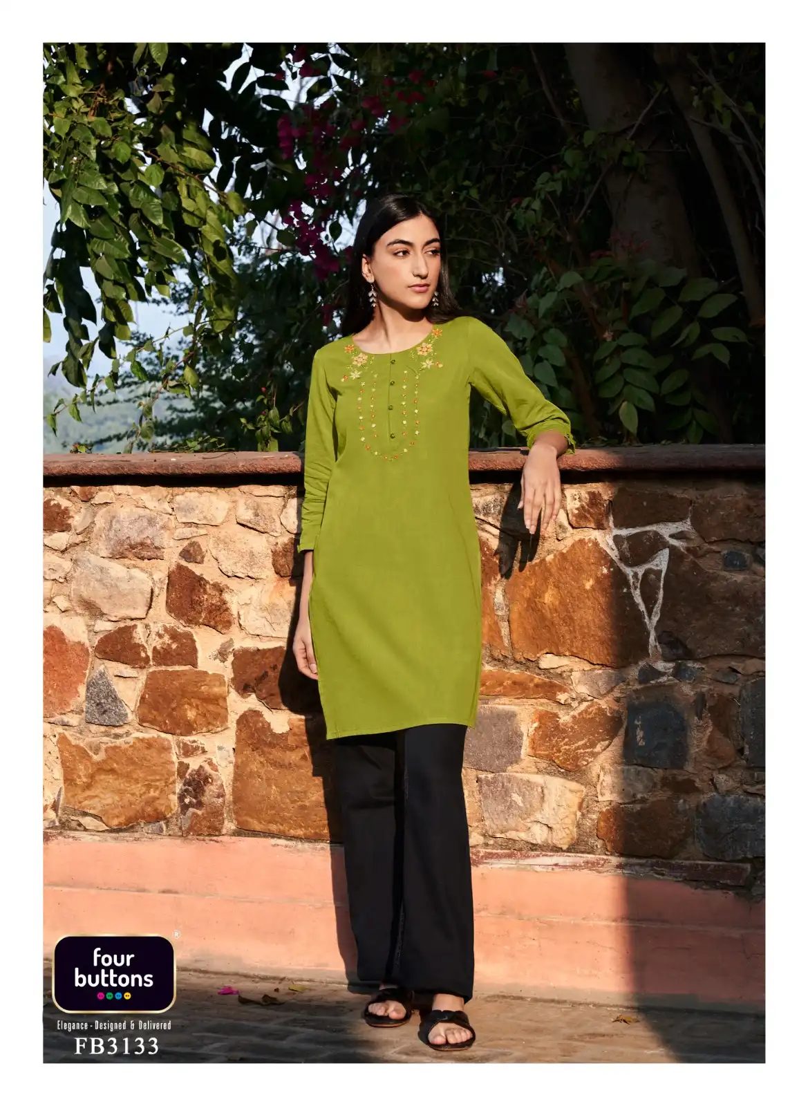 Four Buttons Tulip 3 Heavy Cotton Wholesale Kurtis Catalog — Wholesale Kurtis, MPA wholesale from Surat - Gallery Image 4