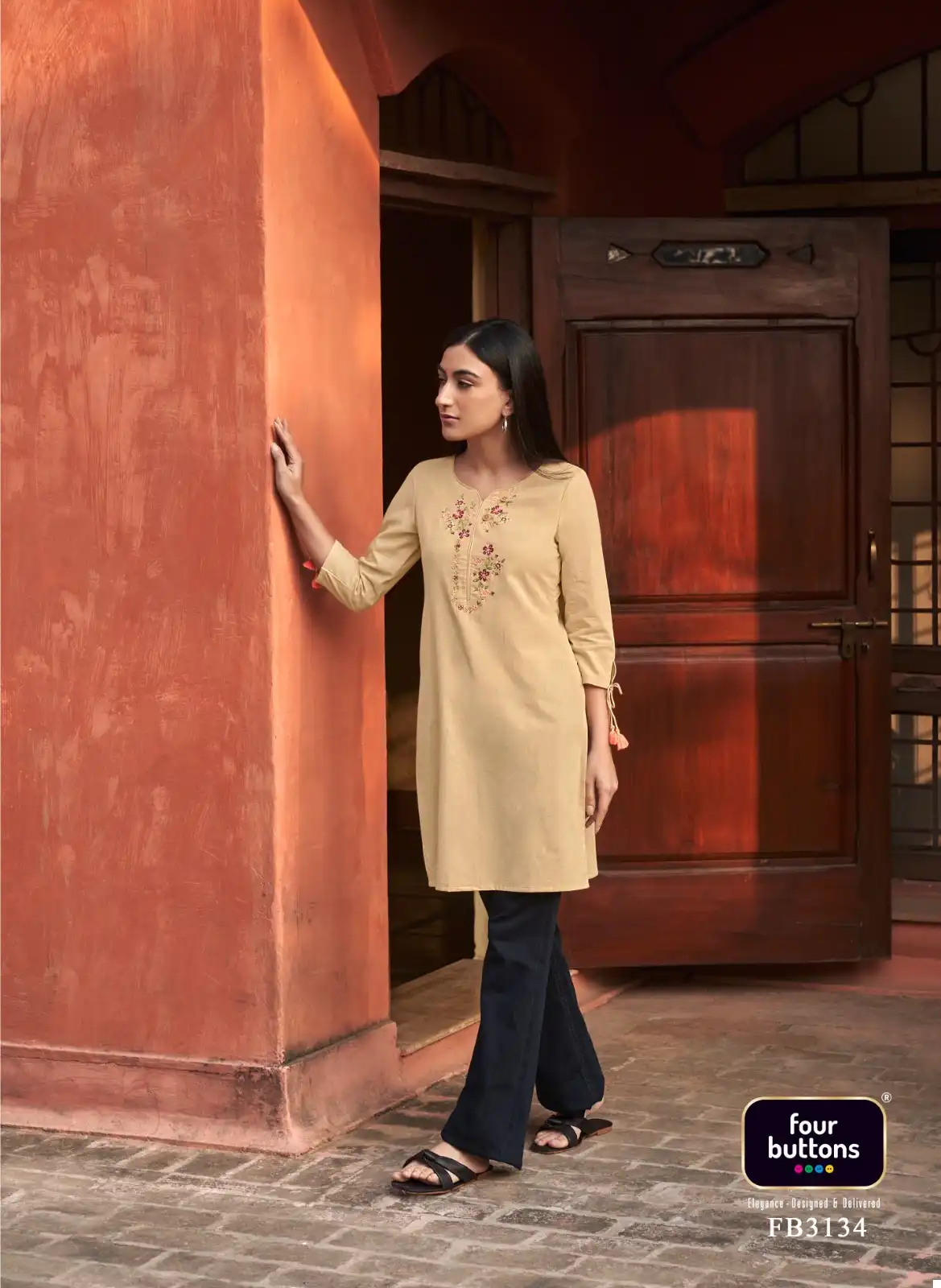 Four Buttons Tulip 3 Heavy Cotton Wholesale Kurtis Catalog — Wholesale Kurtis, MPA wholesale from Surat - Gallery Image 5