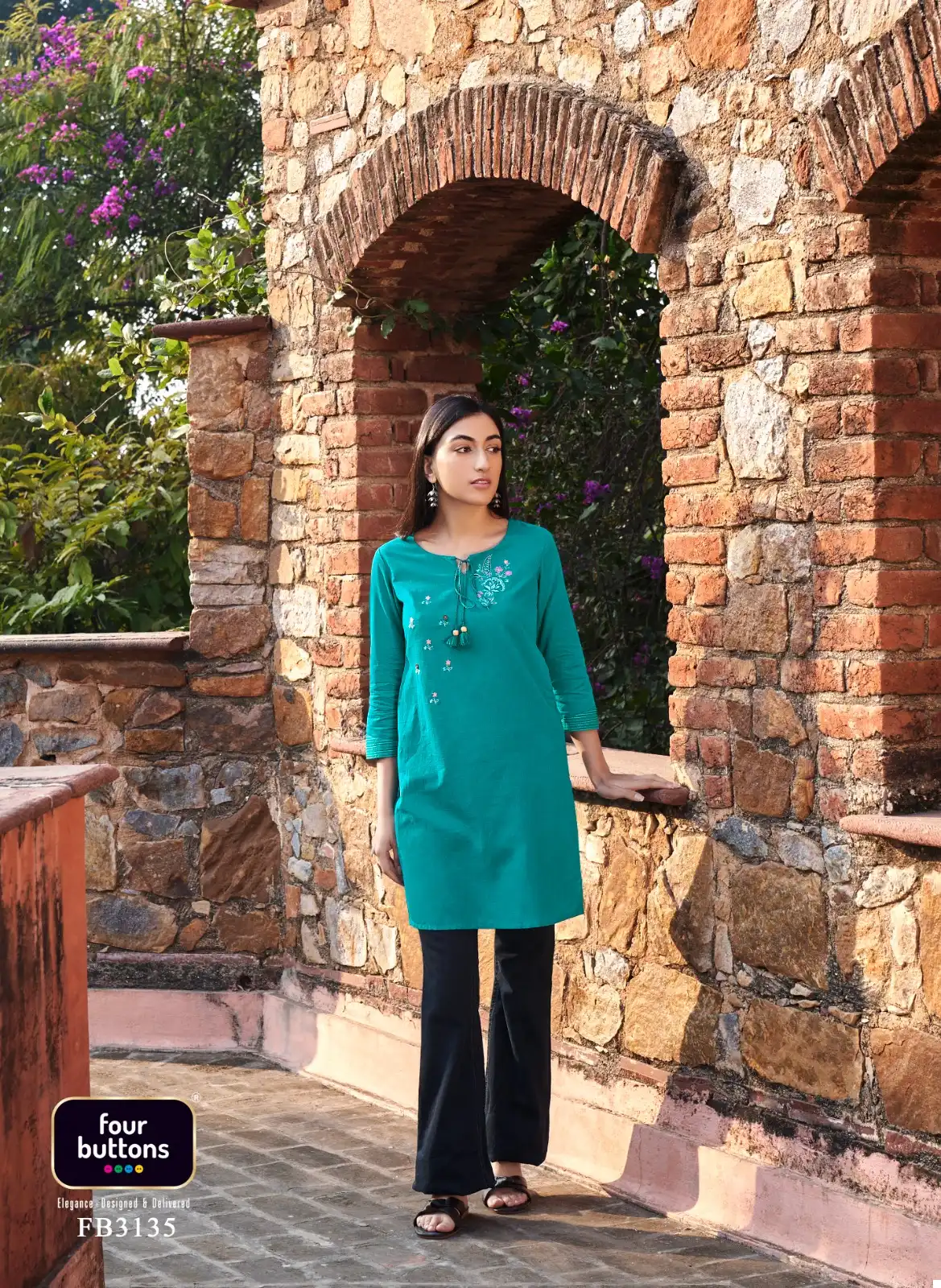 Four Buttons Tulip 3 Heavy Cotton Wholesale Kurtis Catalog — Wholesale Kurtis, MPA wholesale from Surat - Gallery Image 6