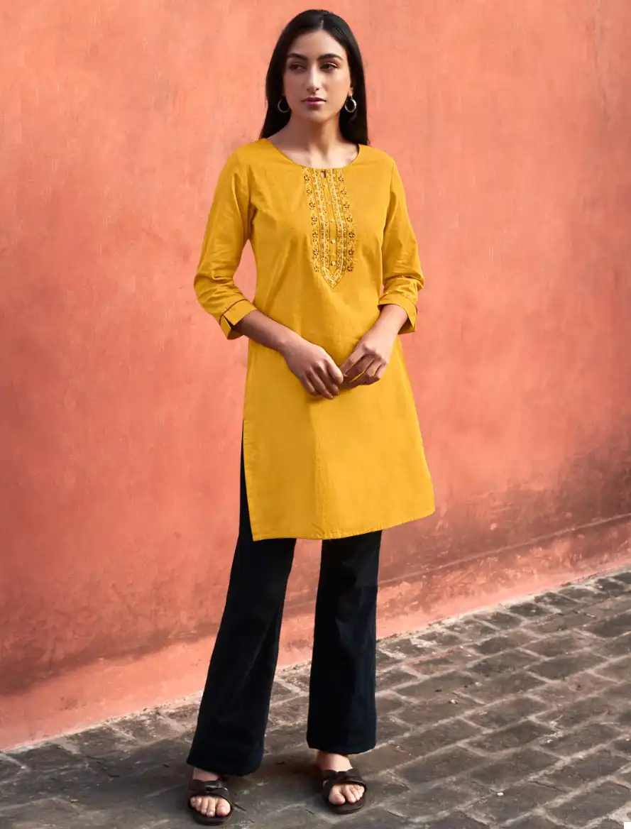 Four Buttons Tulip 3 Heavy Cotton Wholesale Kurtis Catalog — Wholesale Kurtis, MPA wholesale from Surat — view 1
