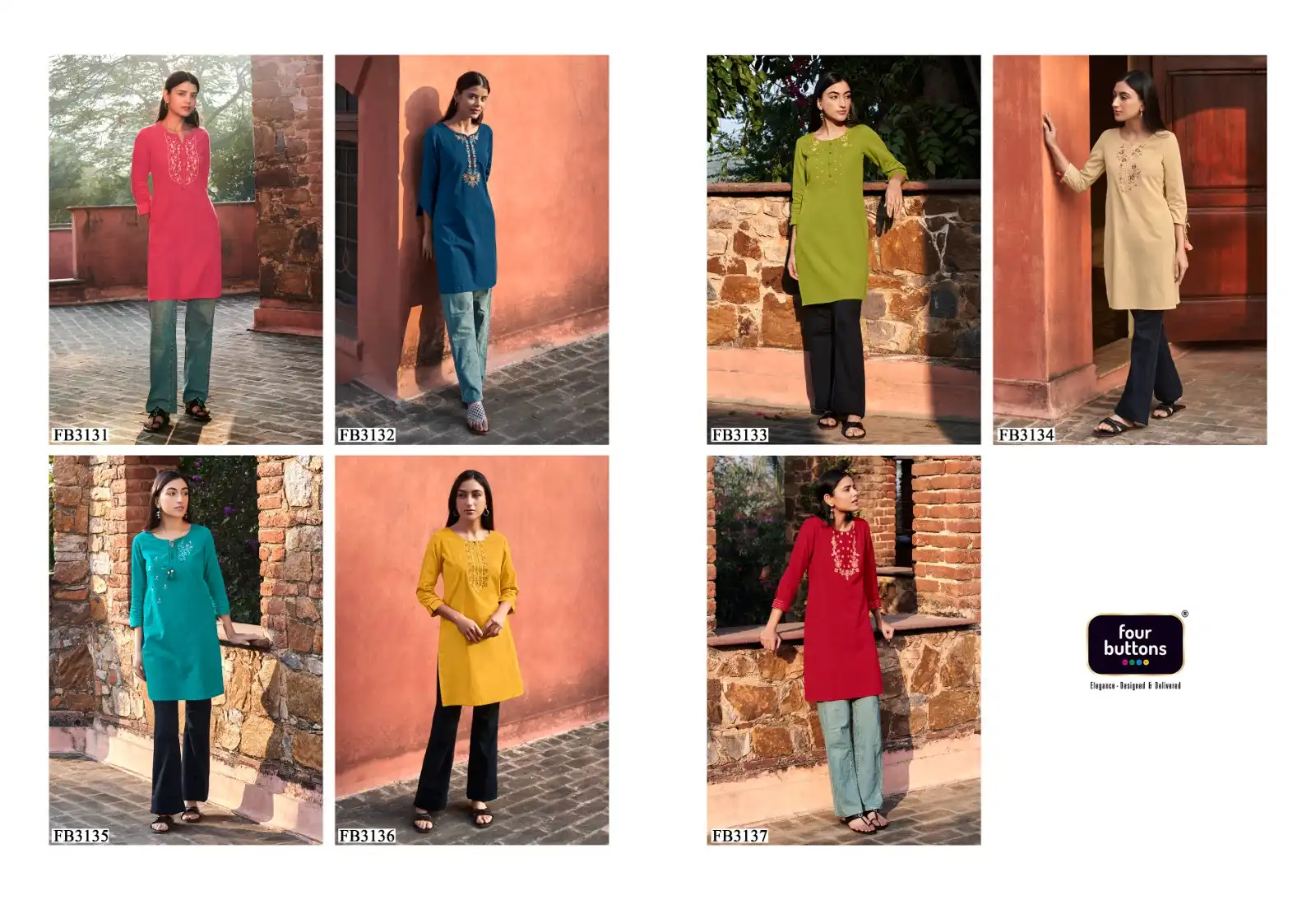 Four Buttons Tulip 3 Heavy Cotton Wholesale Kurtis Catalog — Wholesale Kurtis, MPA wholesale from Surat — view 8